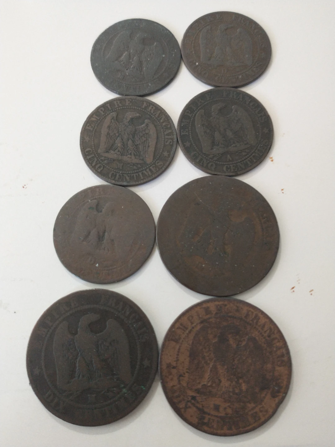 1853-1857 Napoleon III French Empire coins x8