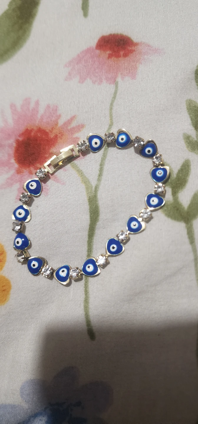 Gold Tone Evil Eye Heart Bracelet