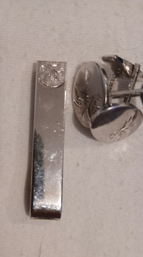 Sterling Silver Cufflinks and Tie Clip Set - photo 5
