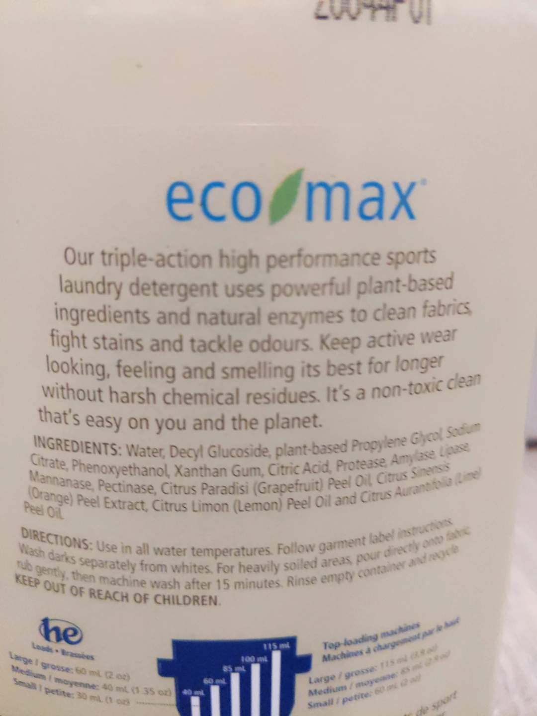 NEW Eco Max Sport Laundry Detergent & Deodorizer Citrus 1.89L - photo 3