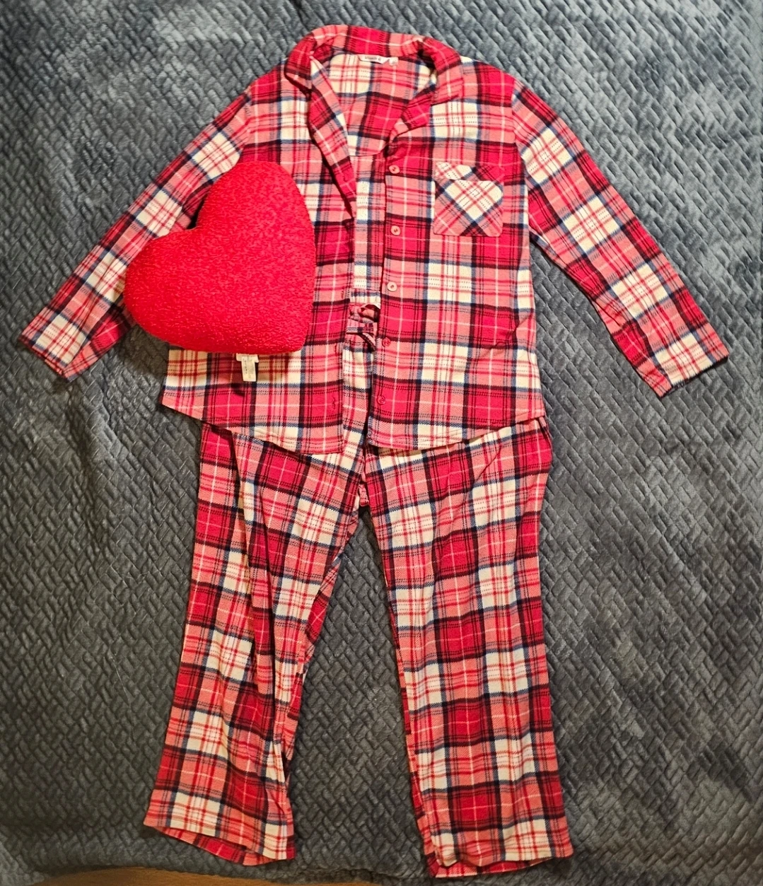 La Vie en Rose Red Plaid Micropolar PJ Set