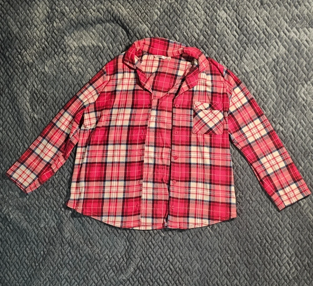 La Vie en Rose Red Plaid Micropolar PJ Set - photo 2