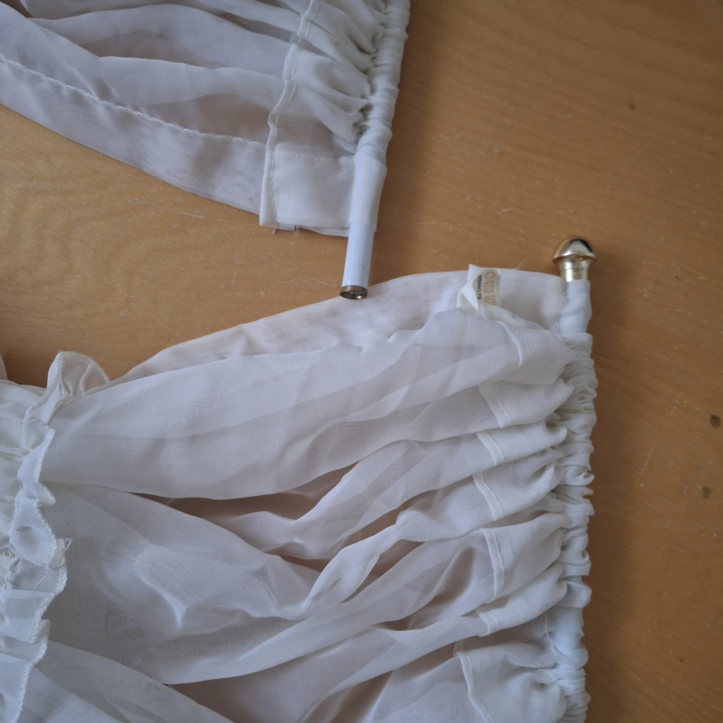 White sheer cafe curtains with ruffles - photo 2