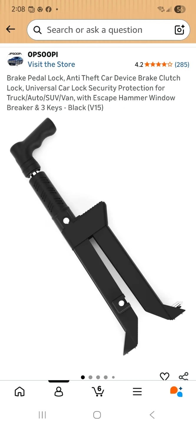 OPSOOPI Brake Pedal Lock with 3 Keys - Black