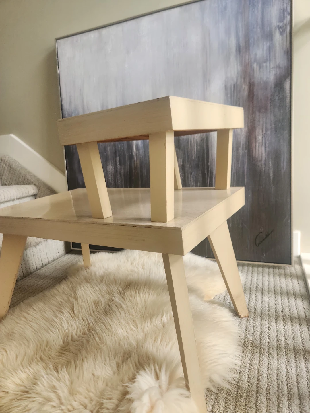 Two-tier 1950s wood side table - photo 4