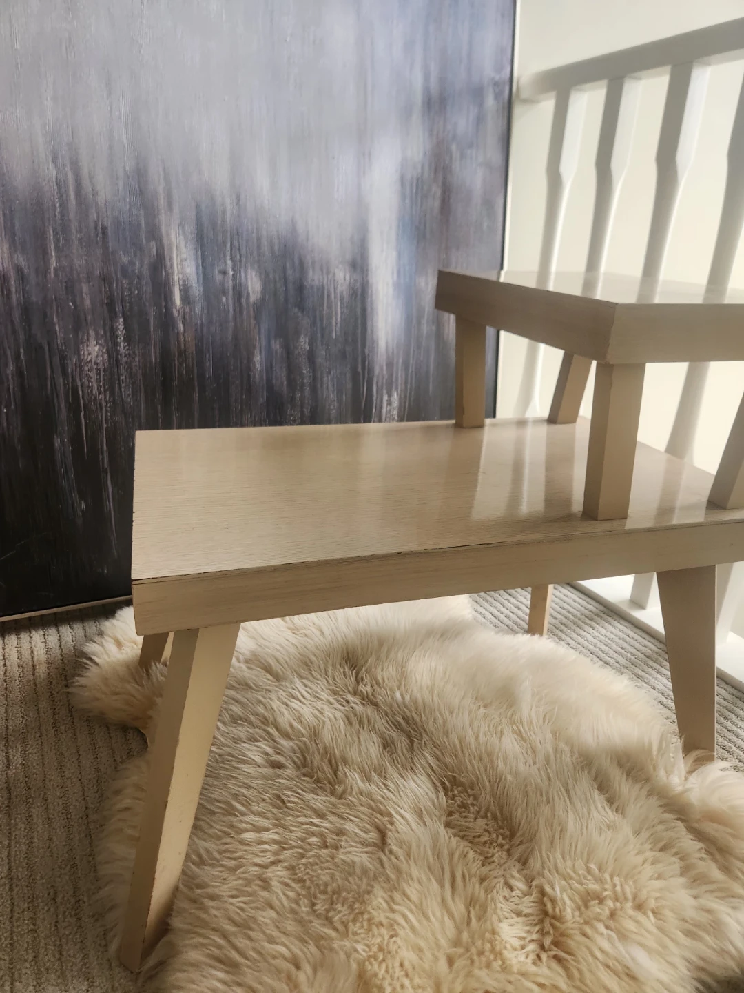 Two-tier 1950s wood side table - photo 5