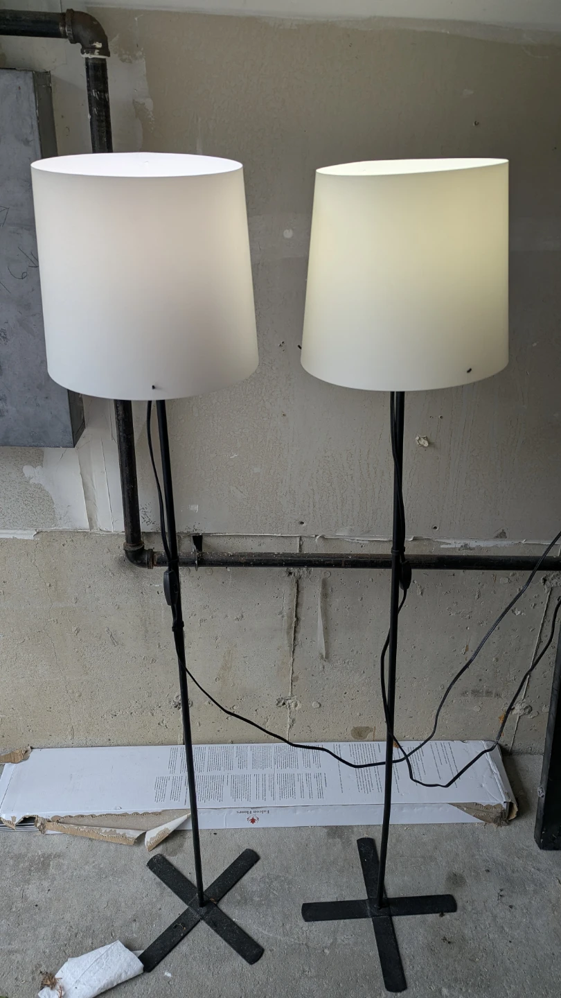 Pair of White Drum Shade Floor Lamps - photo 2