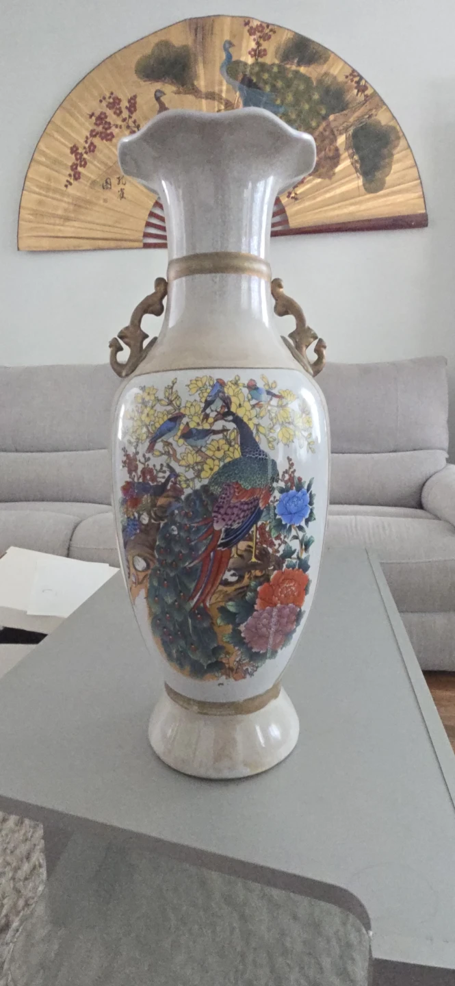 Large Decorative Porcelain Vase - Peacock Design - photo 4