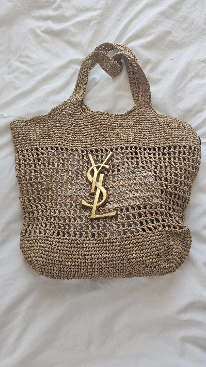 Saint Laurent Rive Gauche Raffia Tote Bag