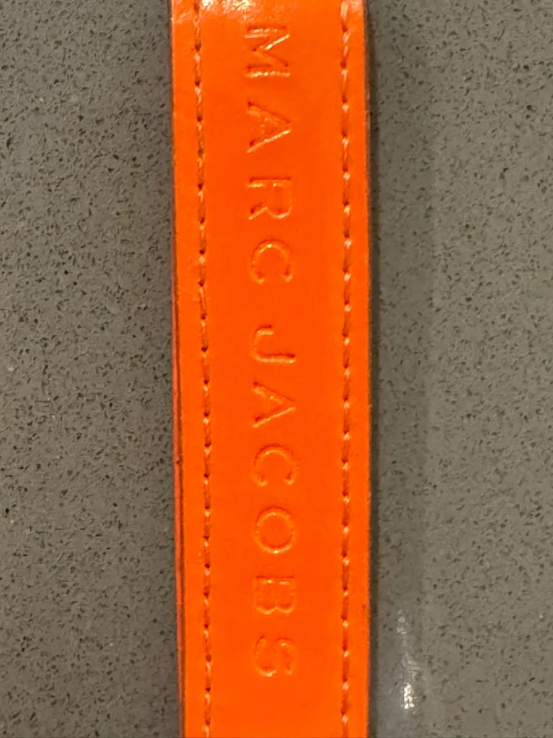 Marc Jacobs Neon Orange Leather Strap Keychain / Keyring