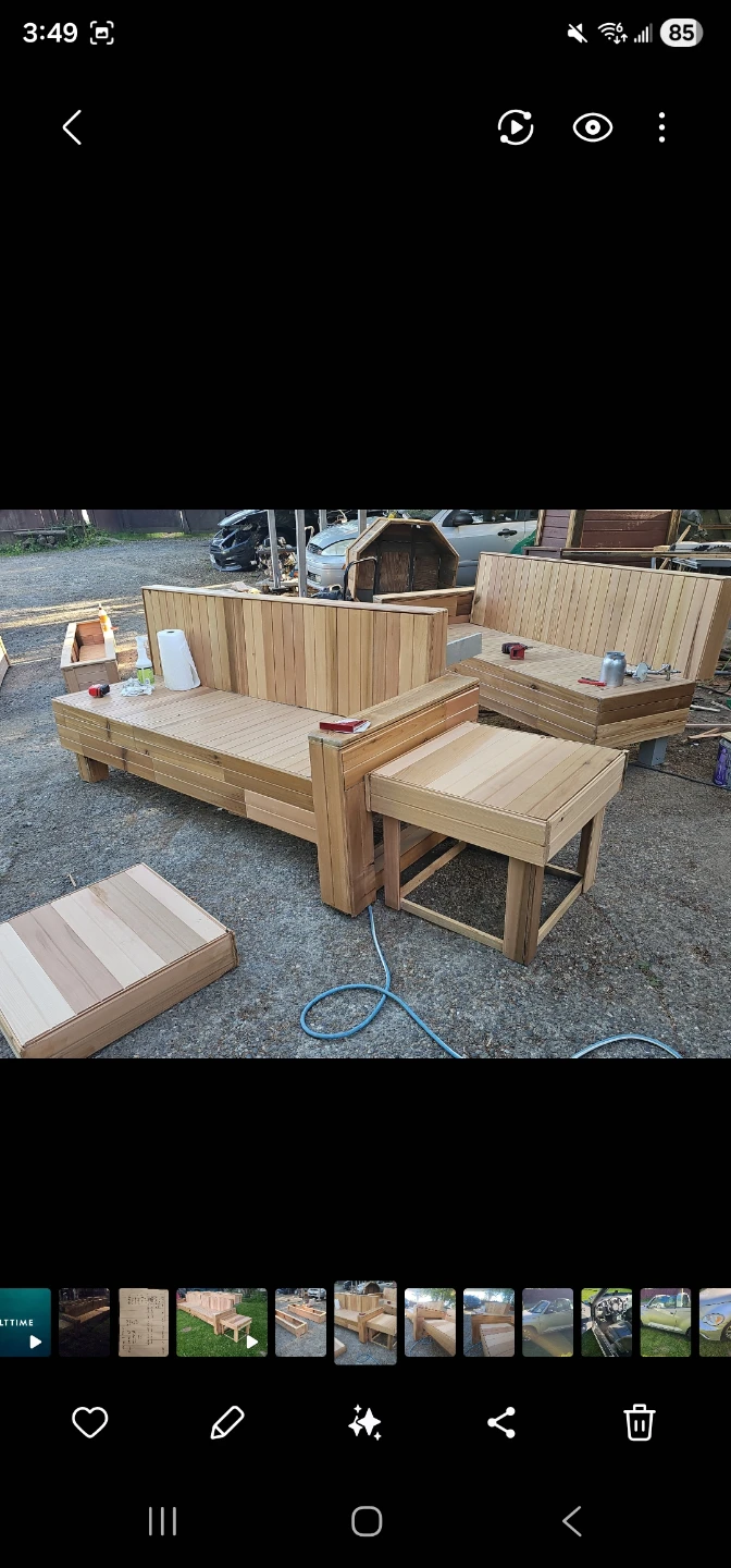 Wooden Outdoor Sectional Sofa and Table Set - photo 2