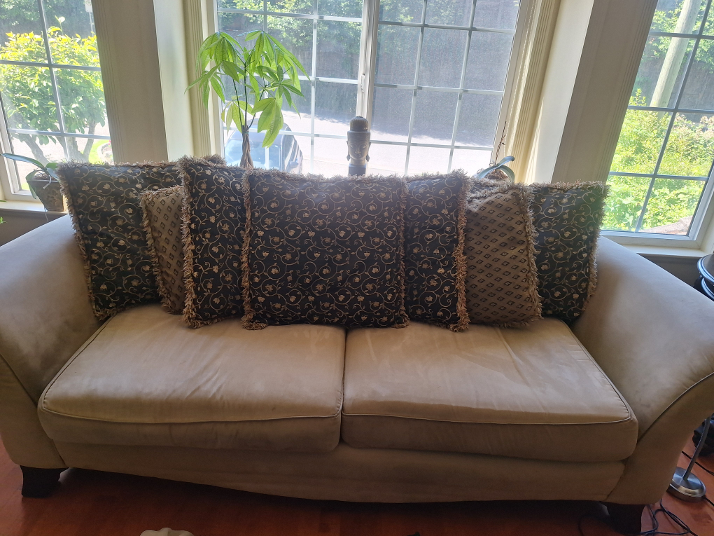 3 piece couches W/ Decorative Throw Pillows - Set of 5