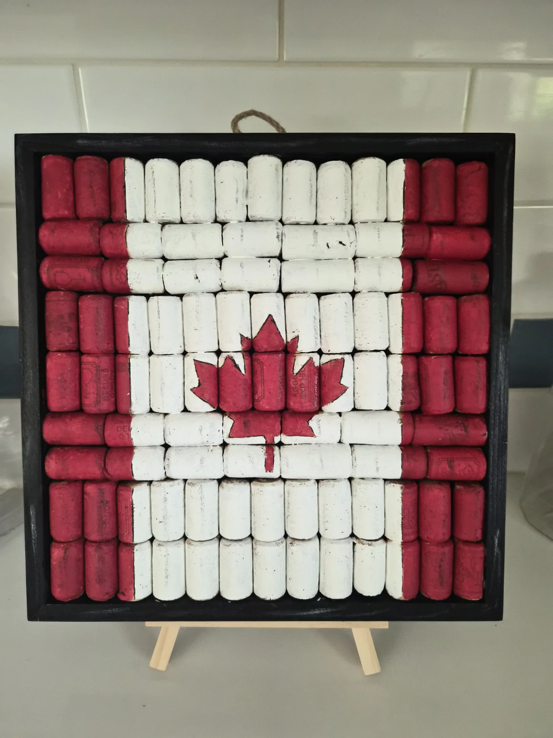 Canada flag wine cork art