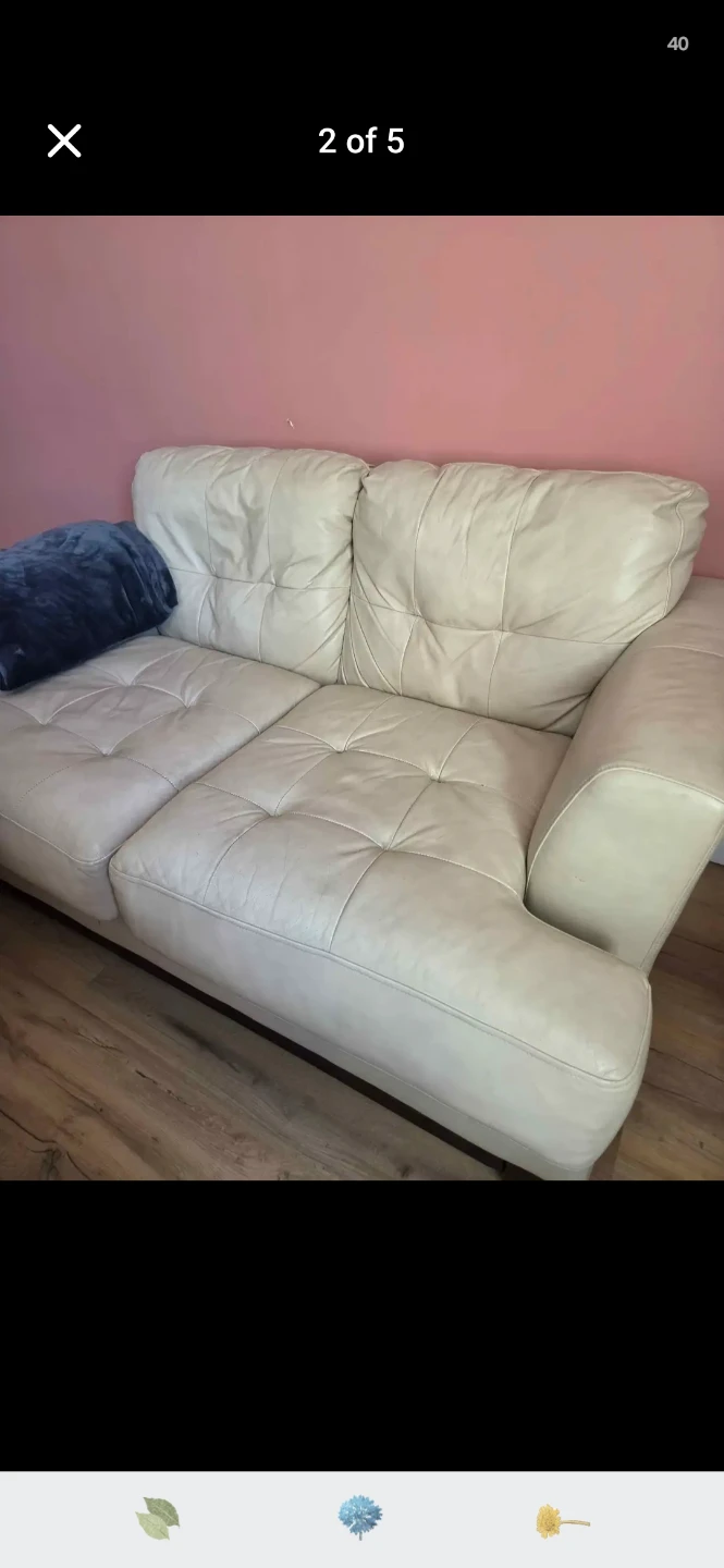 Ashley Furniture Cream Leather Sectional Sofa