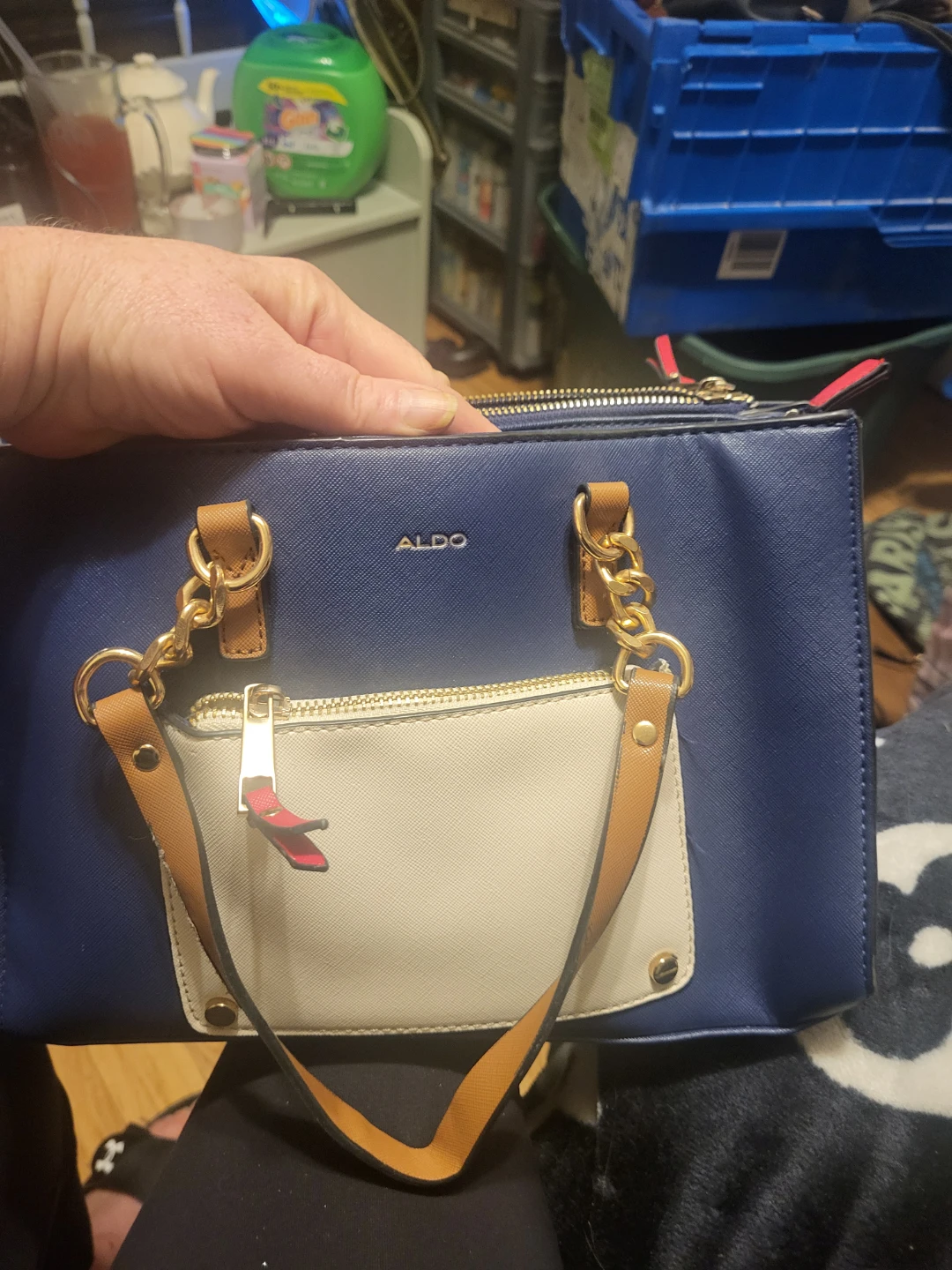 ALDO Navy Blue Handbag with Red Accents - photo 4