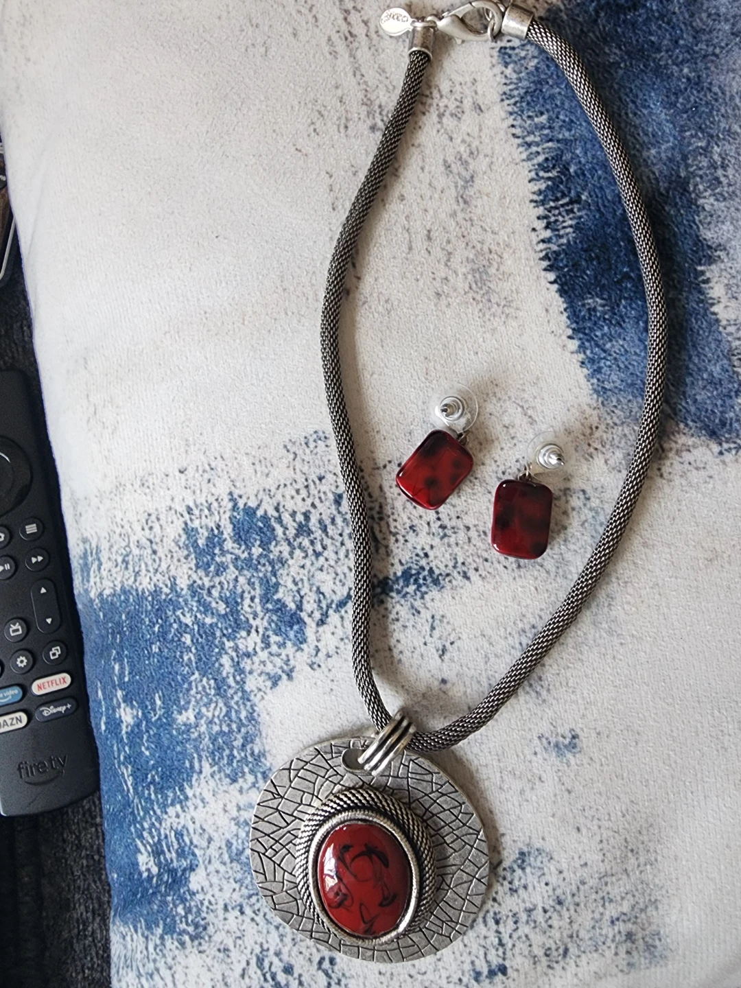 Chico's Silver Toned Necklace and Earrings Set