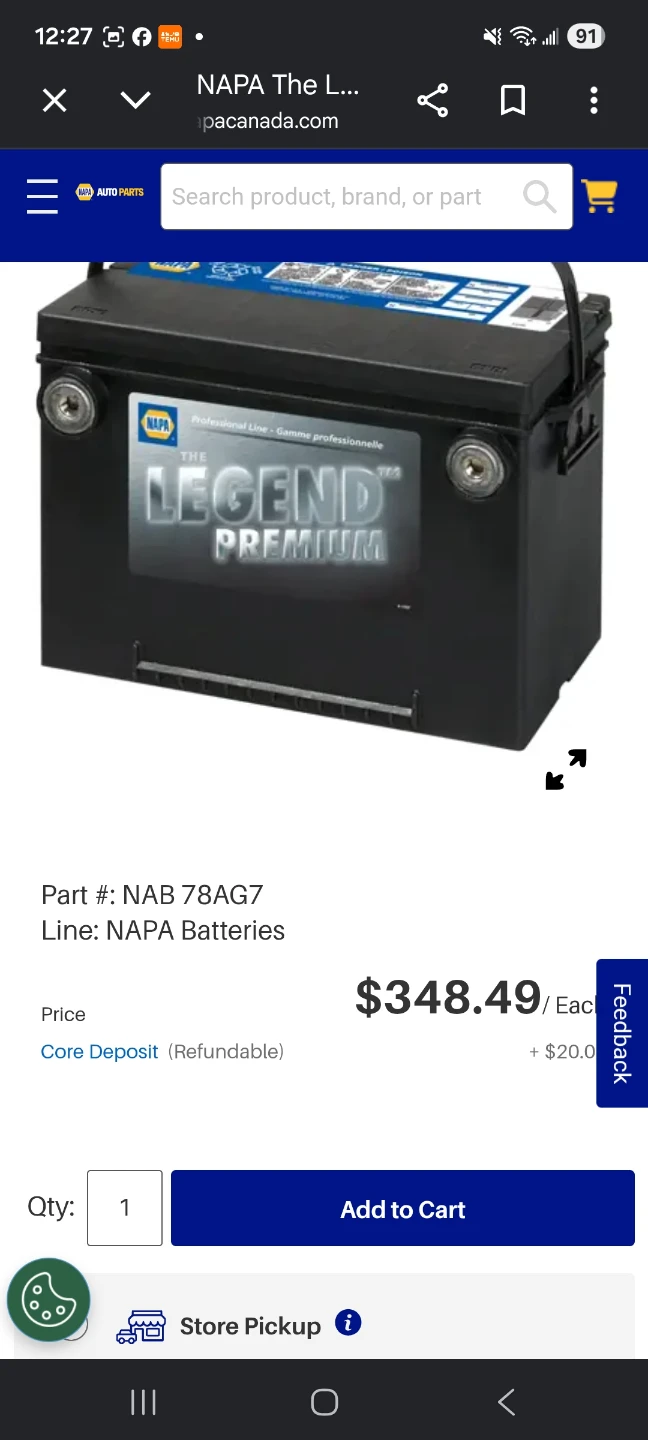 NAPA The Legend Premium Battery BCI No. 78 800 CCA 12 V - photo 2