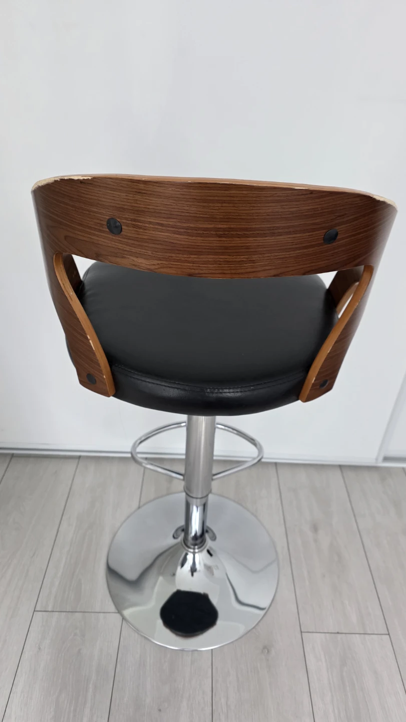 MOVING SALE- Adjustable Bar Stools - Black Leather & Wood - photo 4