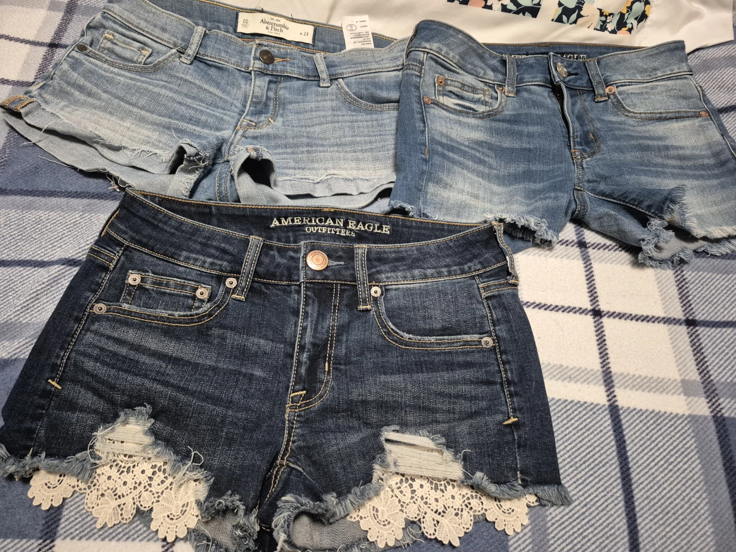 2 American Eagle Outfiters & 1 Abercrombie  Denim Shorts