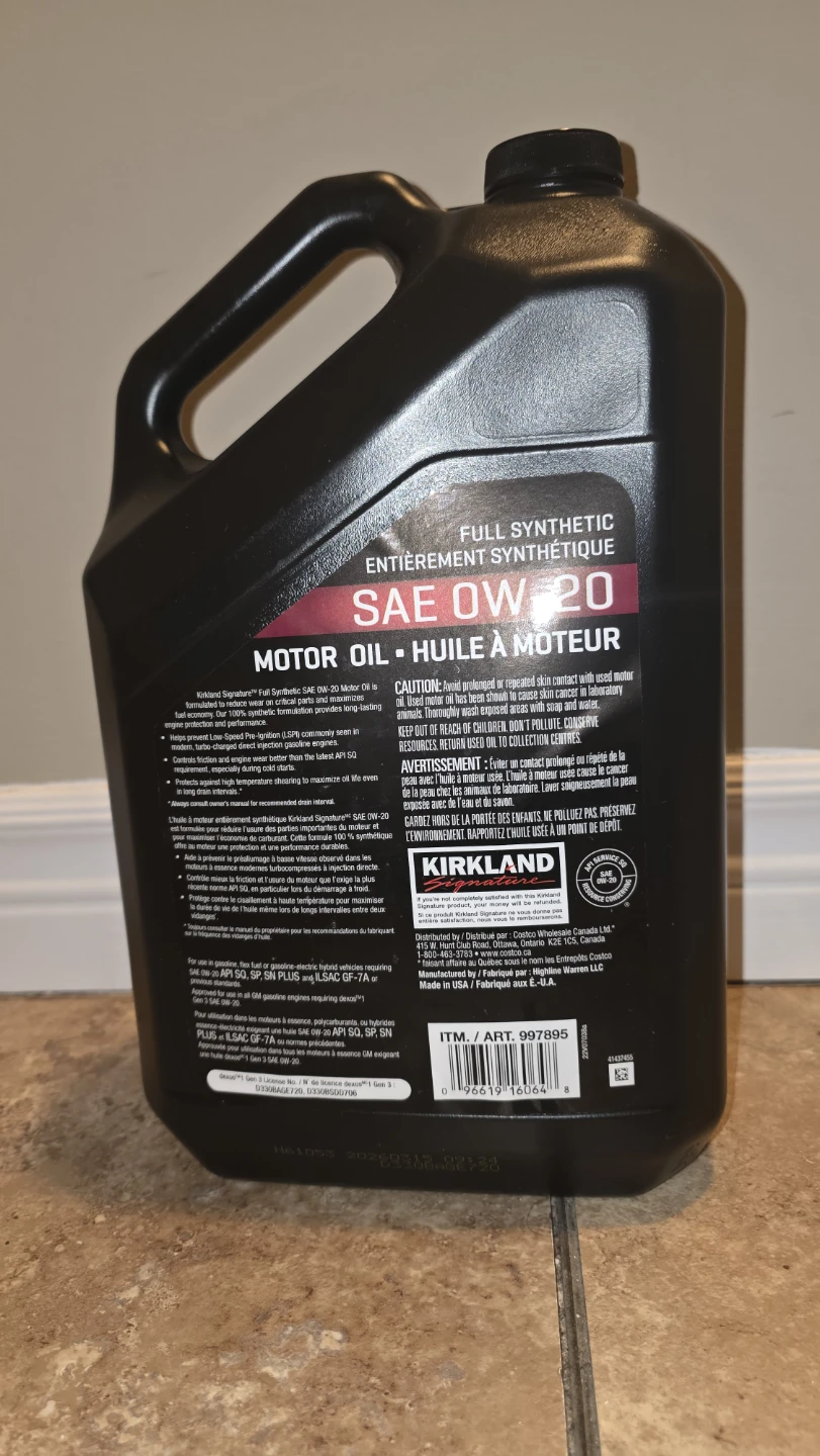 Kirkland Signature SAE 0W-20 Full Synthetic Motor Oil - 4.73 L - photo 5