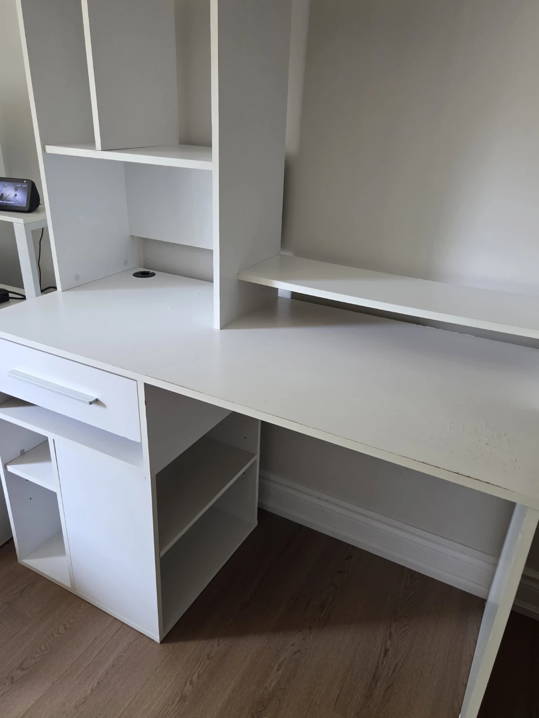 White Desk with Hutch and Storage - photo 2