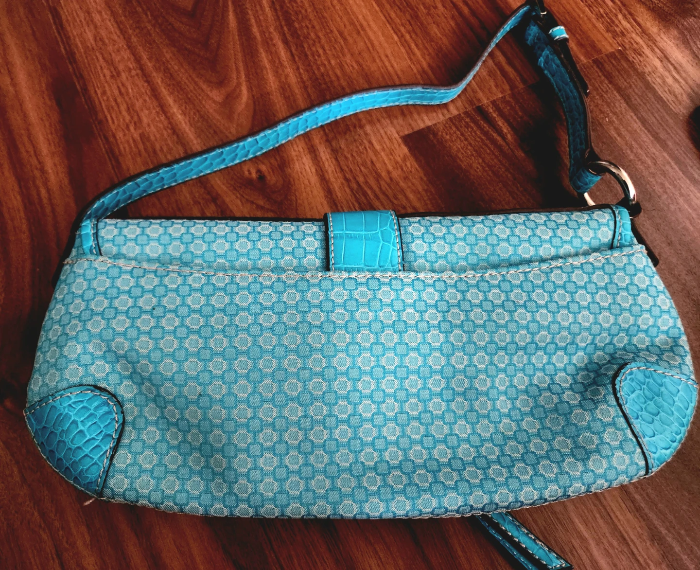 ⚽️ Nine West Blue Patterned Shoulder Bag with Matching Pouch - photo 2