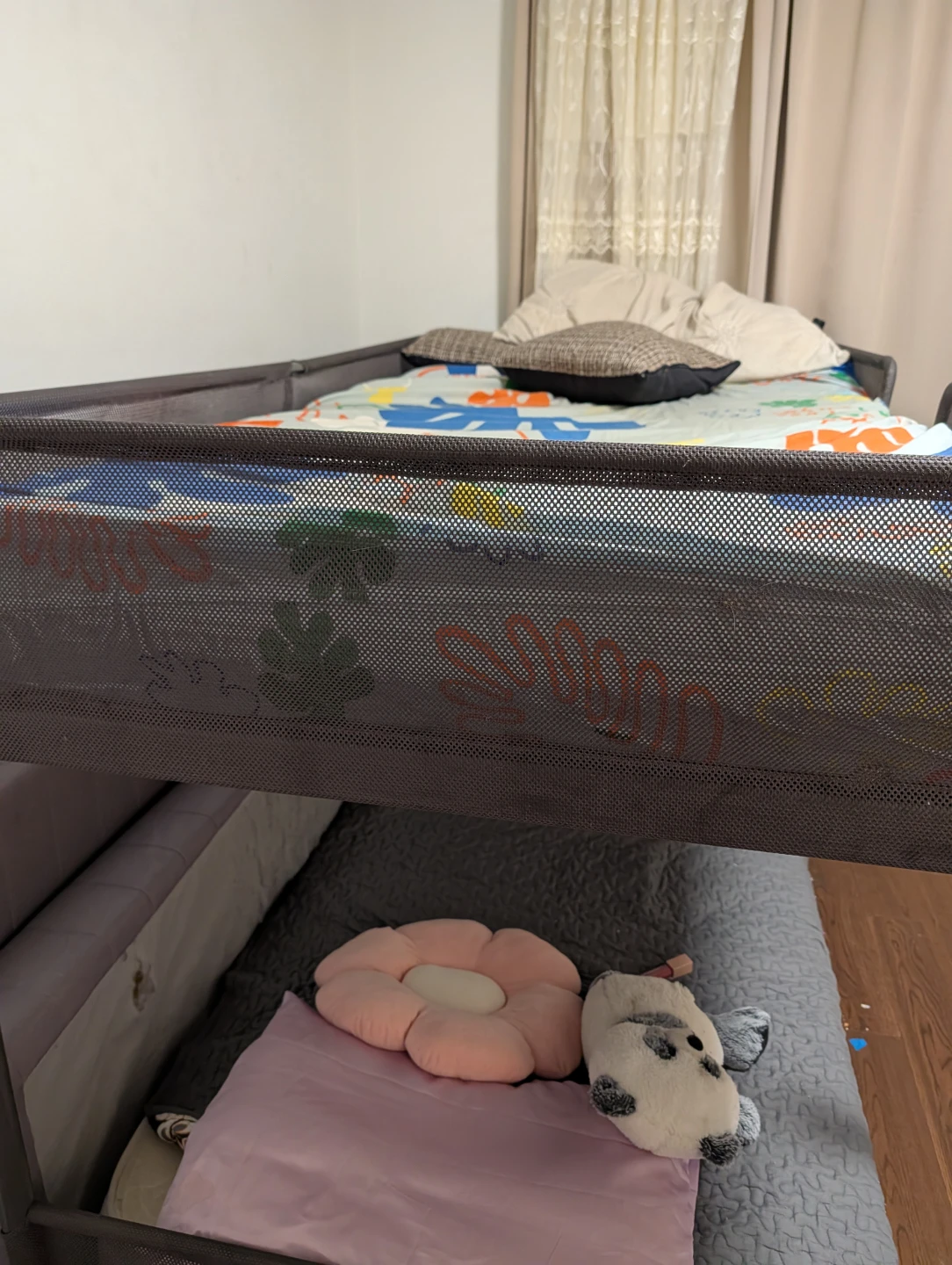 IKEA  Grey Metal Bunk Bed with Guardrails
