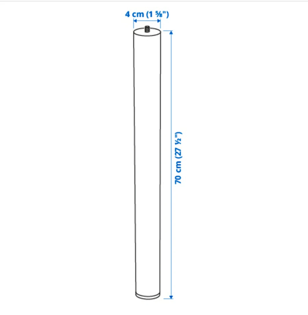 Ikea adil Table Leg - Black, 70 cm