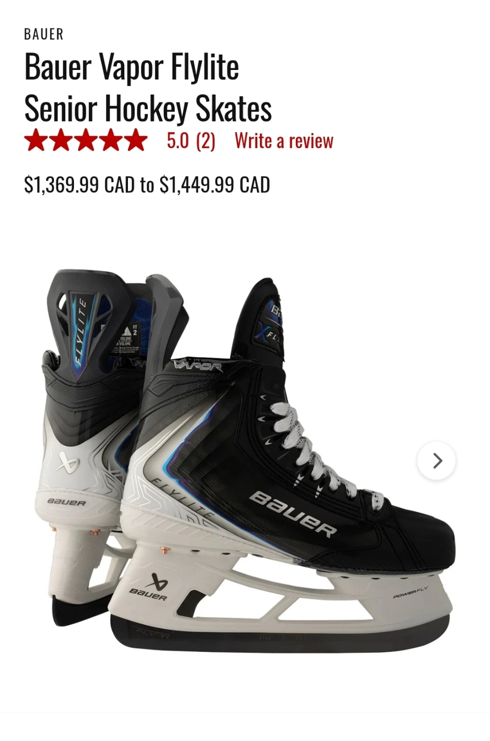 Bauer Vapor Flylite Senior Hockey Skates - Size 9.5