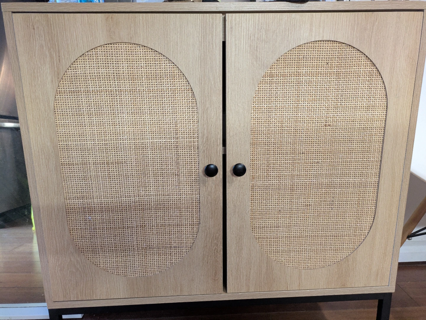 Light Wood Cabinet with Rattan Doors - photo 3