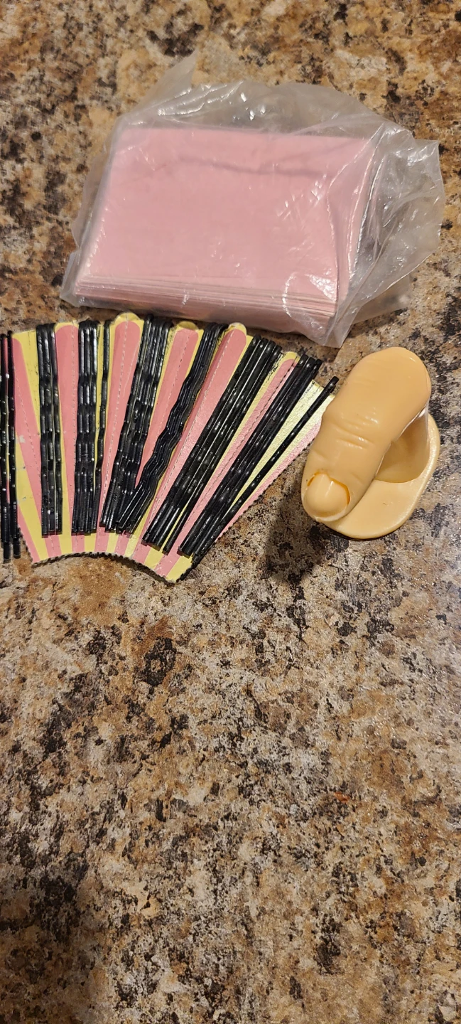 Finger for nail practice and Pink Hair Clips