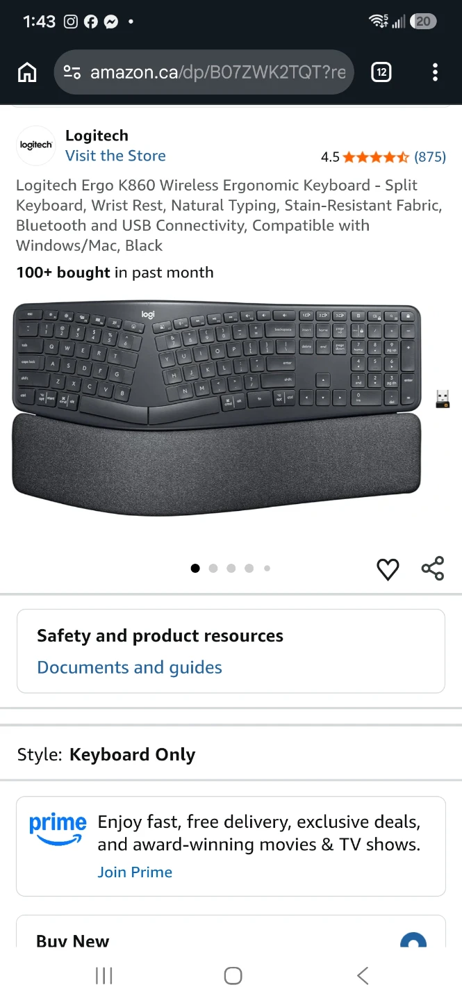 Logitech Ergo K860 Wireless Ergonomic Keyboard