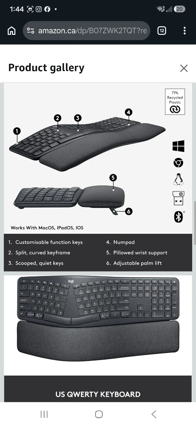 Logitech Ergo K860 Wireless Ergonomic Keyboard - photo 5