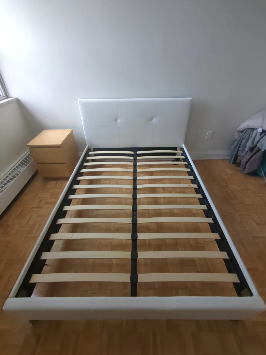 Queen White Faux Leather Bed Frame