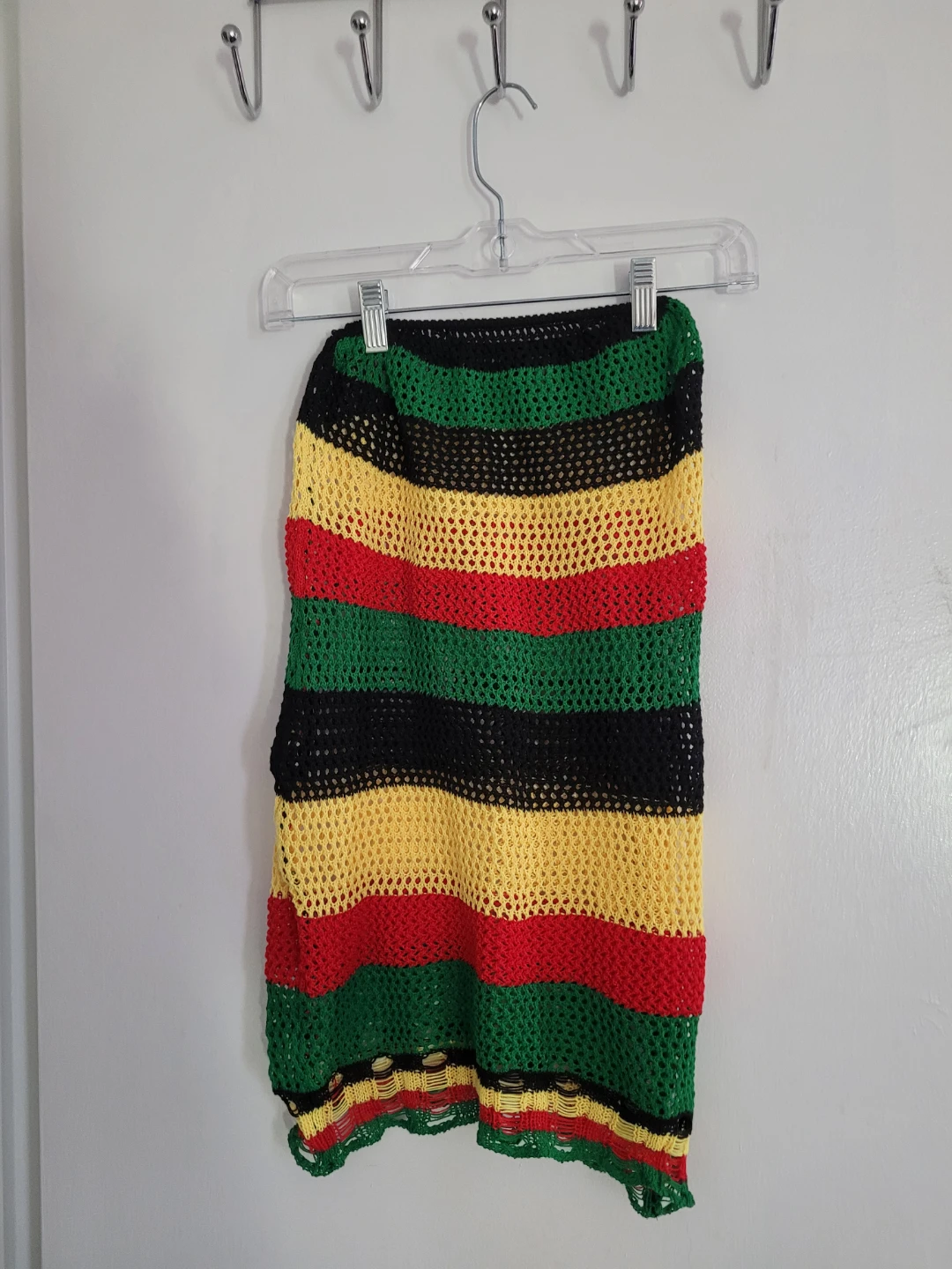 Crocheted Striped Mini Skirt