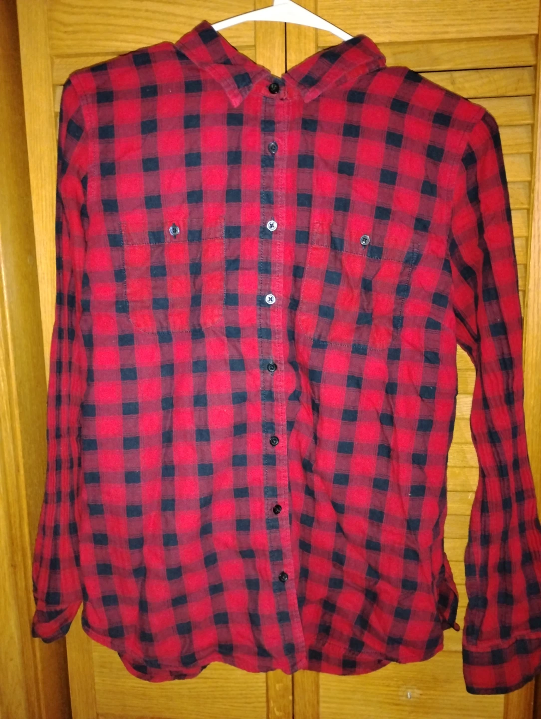 St. John's Bay Red & Black Plaid Shirt - Large