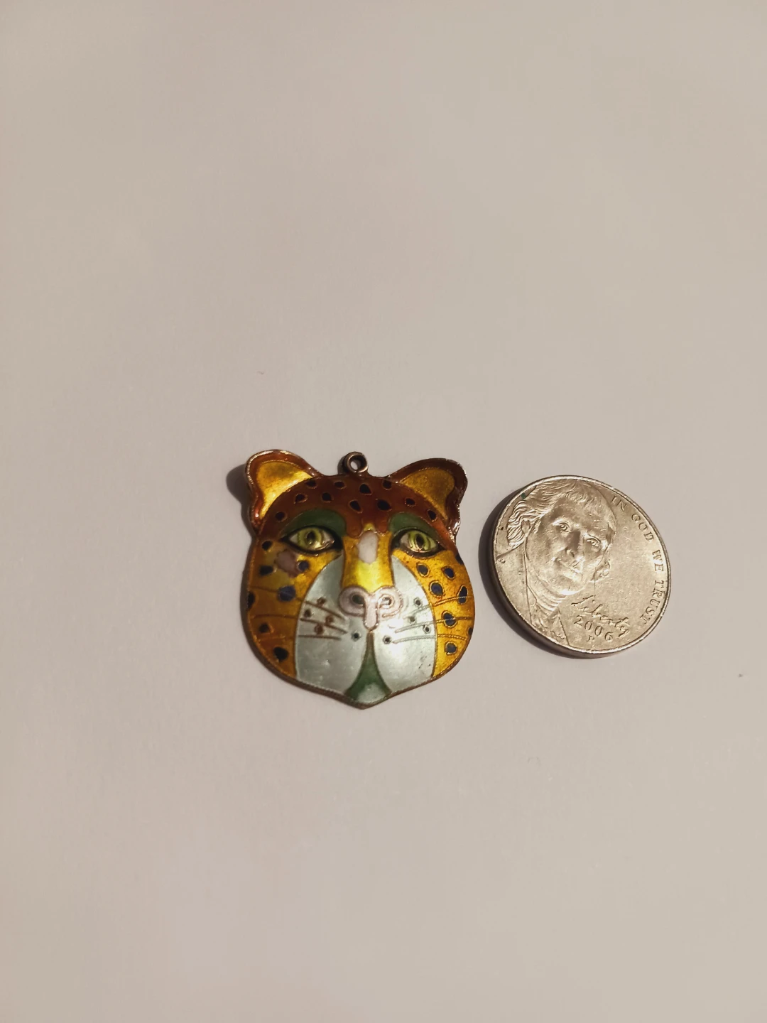 Sterling Silver 925 Enamel Leopard Face Pendant - photo 3