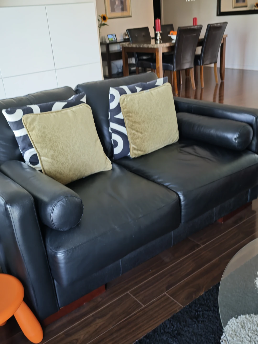 Moving Sale - Black Leather Sofa
