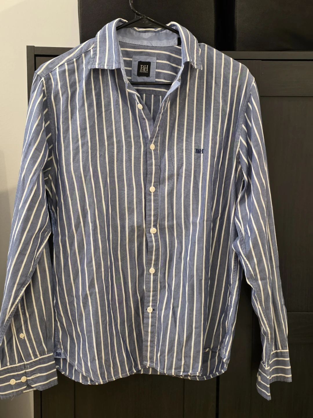Pedro del Hierro Striped Button-Up Shirt - Blue/White - Size M - photo 2