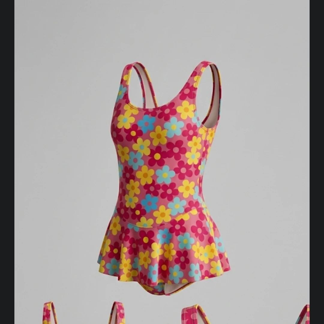 Lady's Floral Swimsuit with Skirt