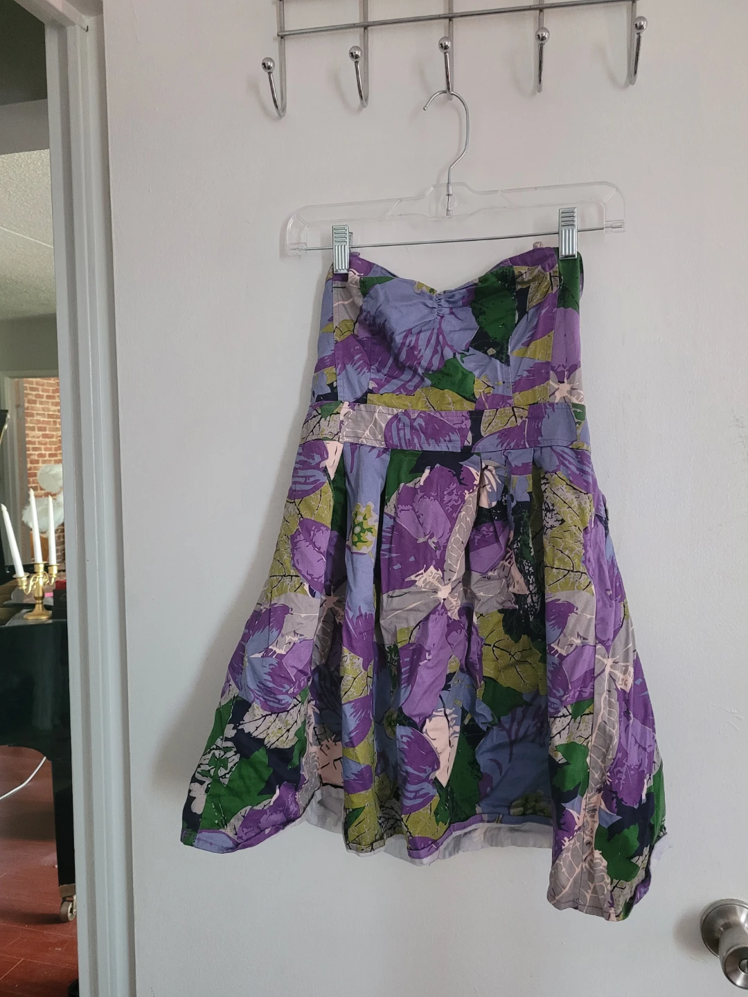 Strapless Floral Print Dress