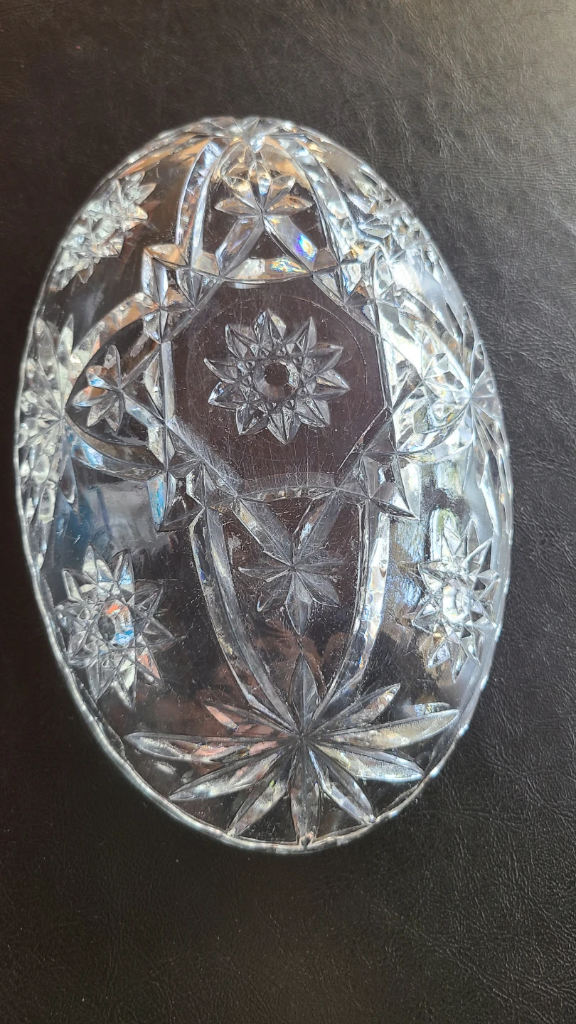 Vintage Cut Glass Oval Serving Bowl - photo 3
