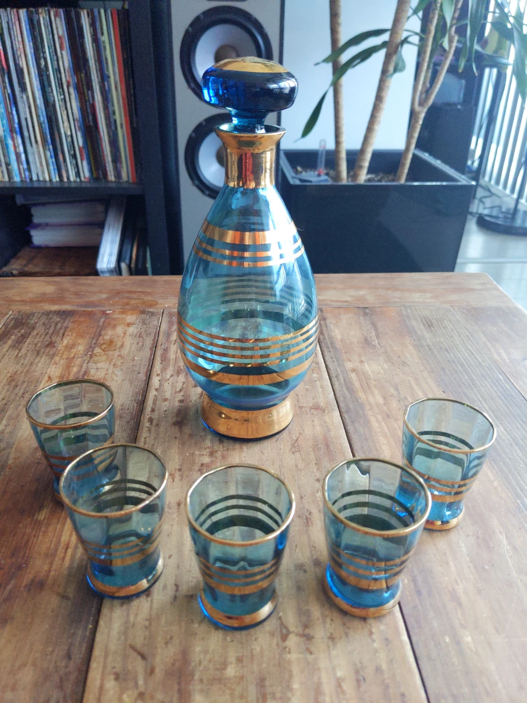 Vintage Blue Glass Decanter Set - photo 2
