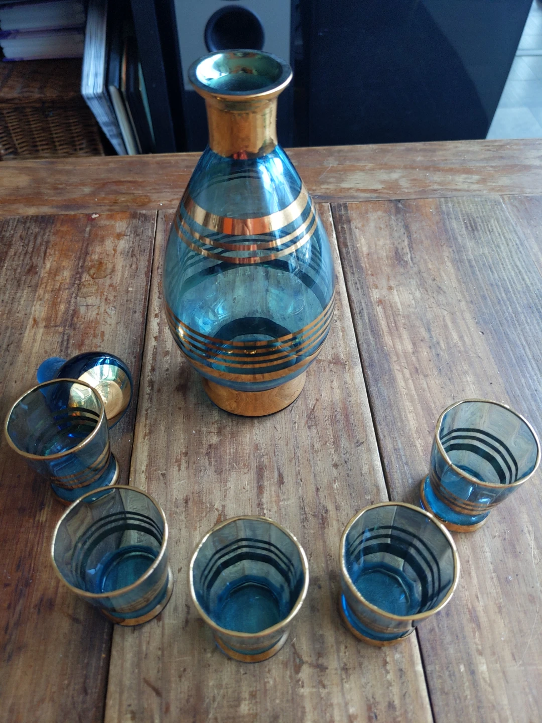Vintage Blue Glass Decanter Set - photo 4