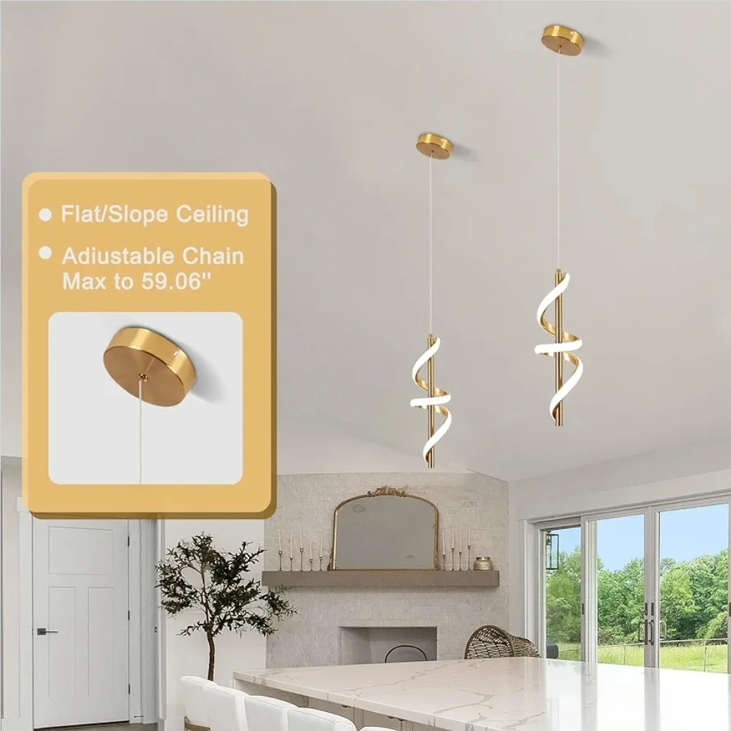 Gold Spiral LED Pendant Light Fixture - photo 3