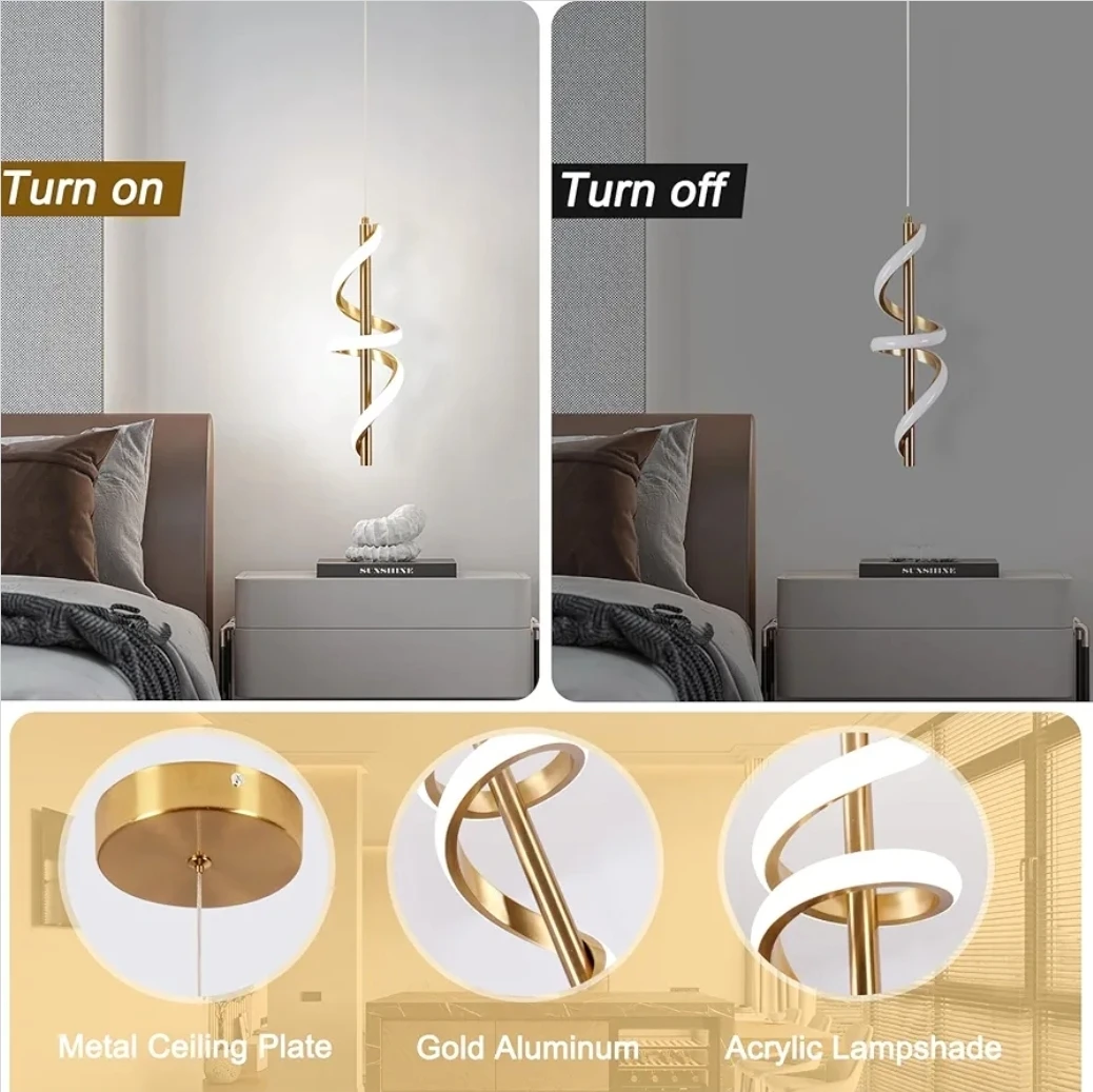 Gold Spiral LED Pendant Light Fixture - photo 5