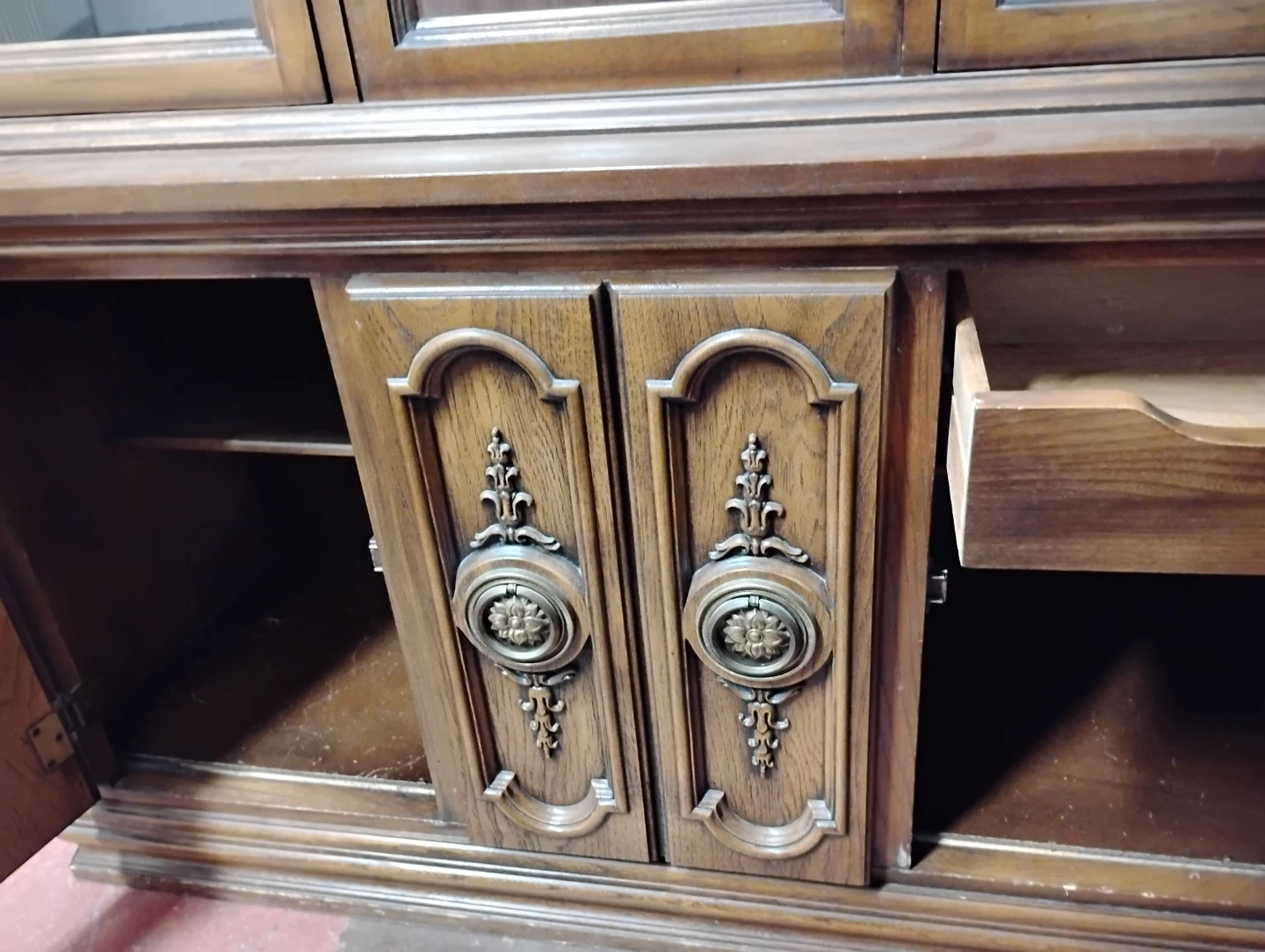 Vintage Wooden China Cabinet with Glass Doors - photo 3