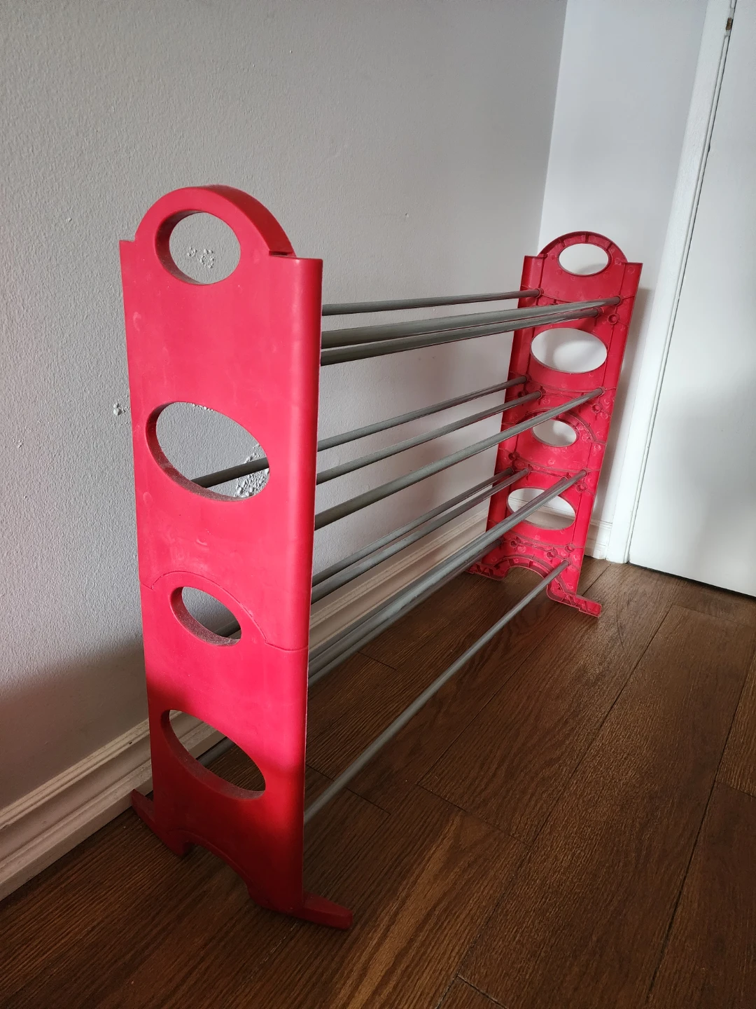 Red 4-Tier Shoe Rack