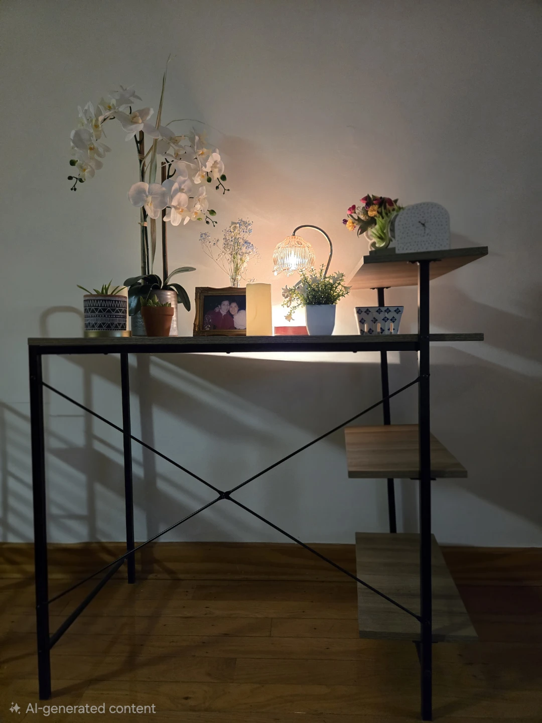 Modern Industrial Style Desk with Shelving