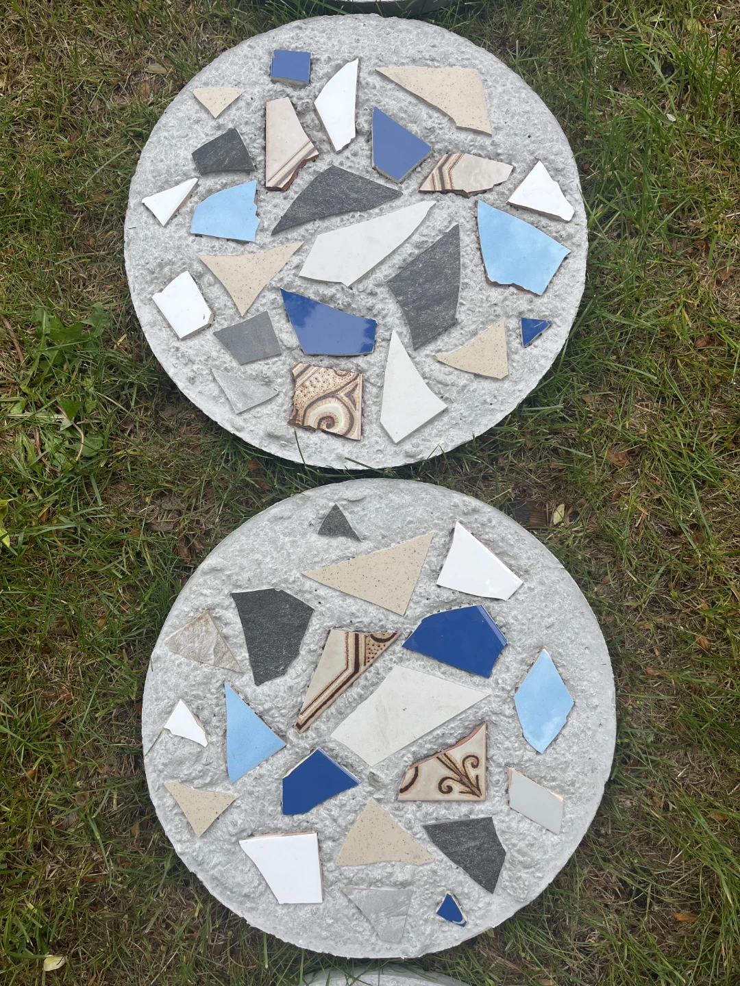 Handmade Concrete and Tile Mosaic Stepping Stones (Blue) - photo 2